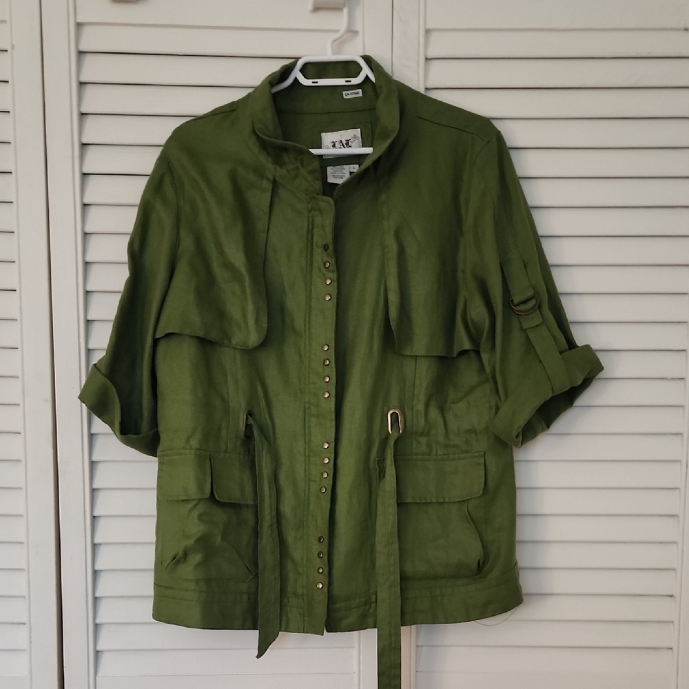 100% Linen Women's Green Jacket